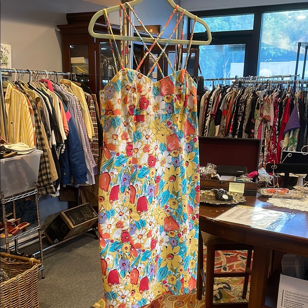 Evan Picone Womens Dress 6 Sundress Floral Resort Summer Cruise 90 style strappy